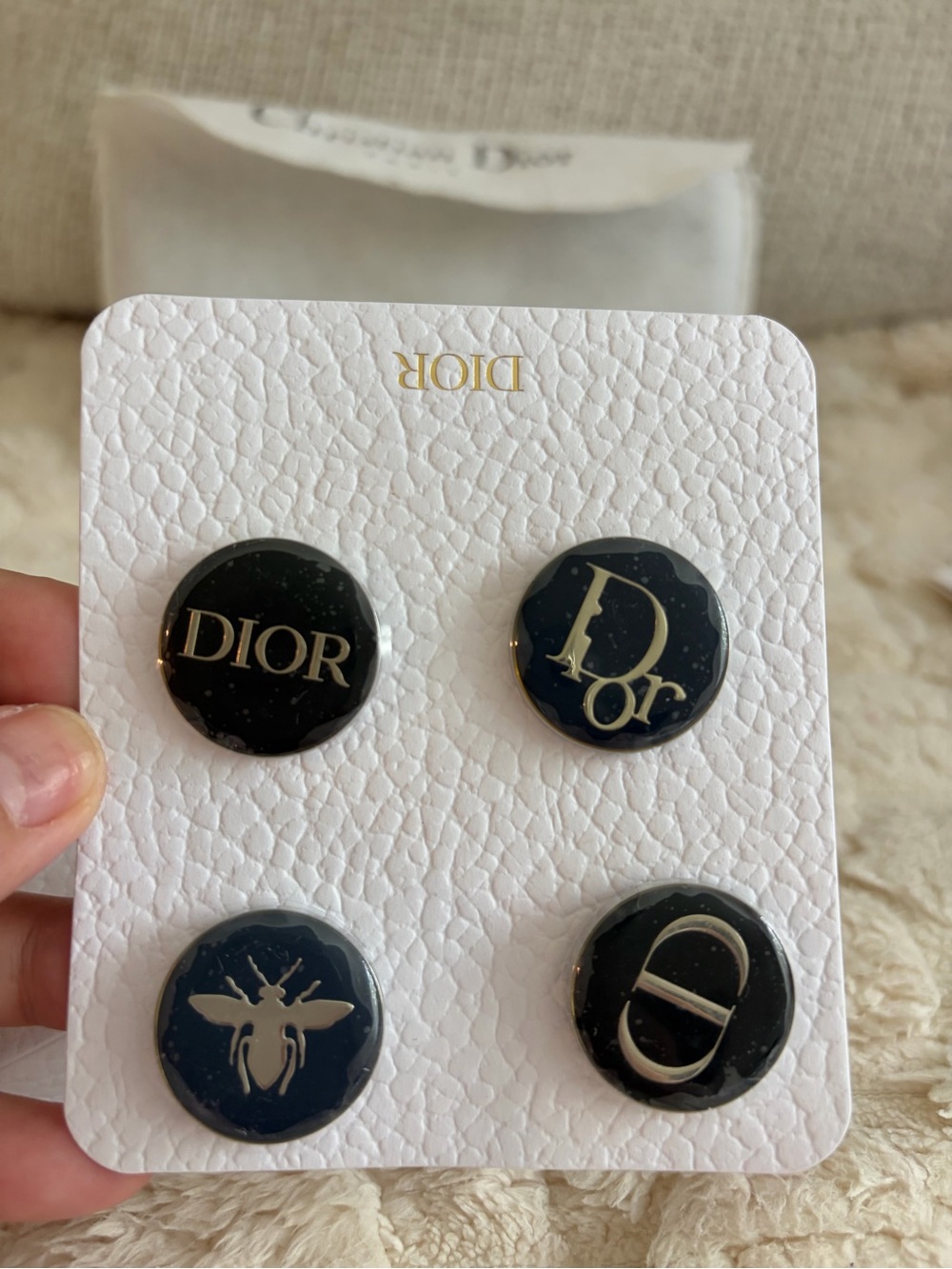 Dior Black and Gold Logo Accent Button Set - 4 Pieces